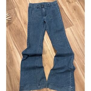 Newbury Kustom Women's M Medium Blue Denim Flare Jeans Style 30092 a3